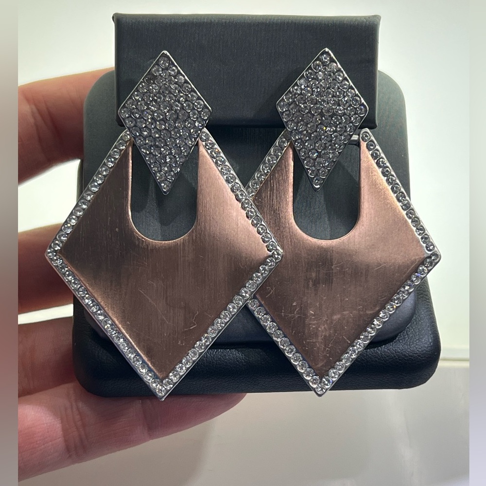 Geometrical Bronze Toned Fashion Earrings
